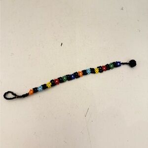 Hand beaded seed bead bracelet with toggle clasp
